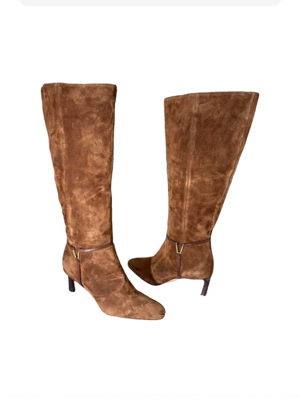 Veronica Beard Kenzie Suede Knee-High Boots in the shade Cedar.